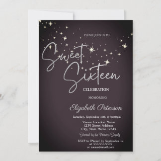Simple Stars Burgundy Sweet 16 Einladung