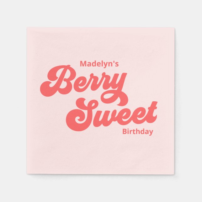 Simple Strawberry Berry Sweet Birthday Summer Serviette (Vorderseite)