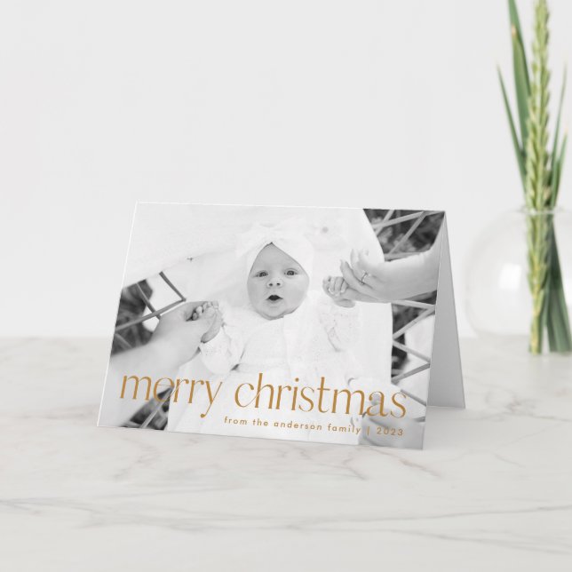 Simple Style Gold Frohe Weihnachten 2 Foto (Vorderseite)