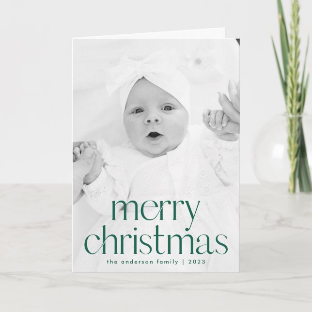 Simple Style Green Frohe Weihnachten 2 Foto (Vorderseite)