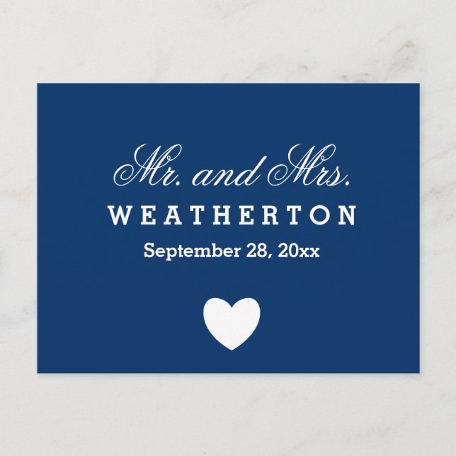 Simple Style Mr. und Mrs. Wedding Names Date B07 Ankündigungspostkarte (Vorderseite)