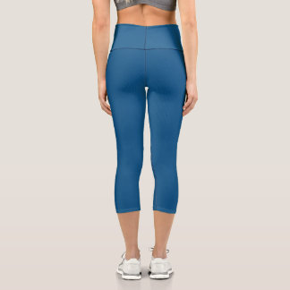 Simple Stylish Modern Minimal Monogram Blue Gym Capri Leggings