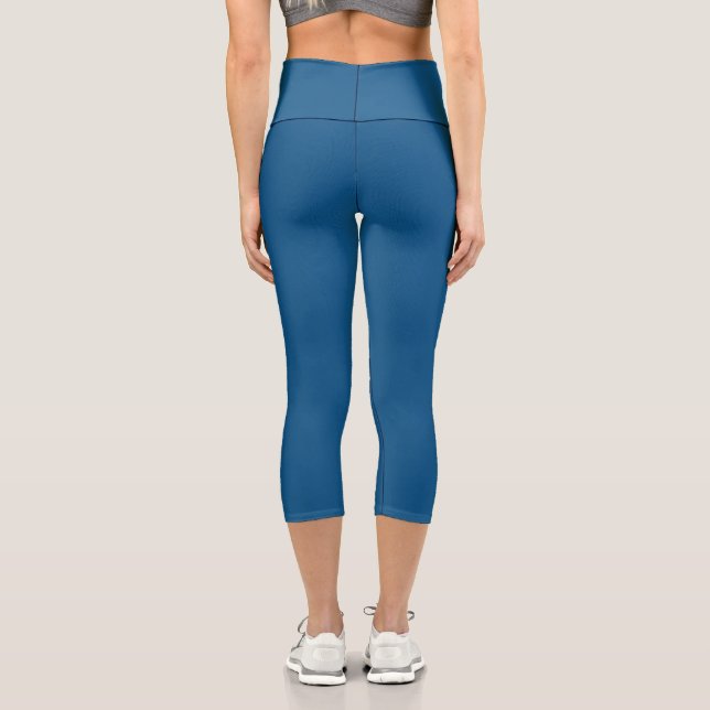 Simple Stylish Modern Minimal Monogram Blue Gym Capri Leggings (Rückseite)