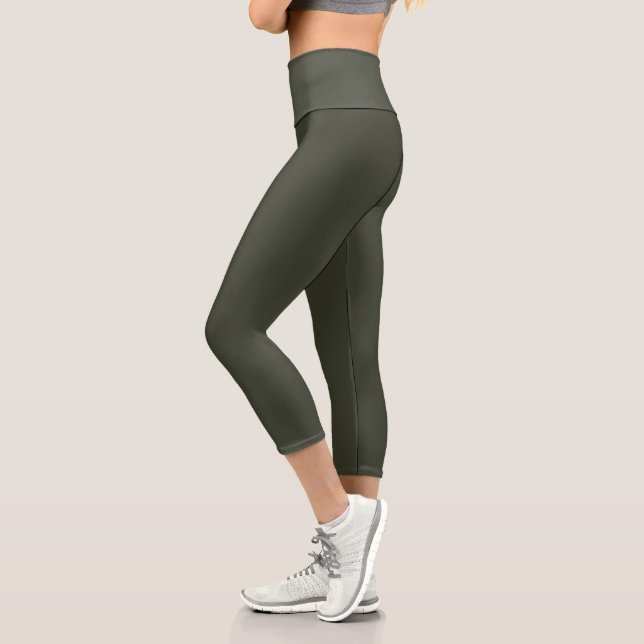 Simple Stylish Modern Minimal Monogram Dark Green  Capri Leggings (Links)