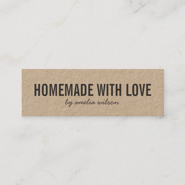 Simple Stylish Rustic Homemade with Love Kraft Mini Visitenkarte (Vorderseite)