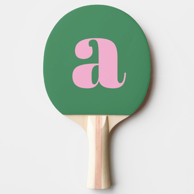 Simple Summer Pink Green Retro Monogram Initial Tischtennis Schläger (Vorderseite)