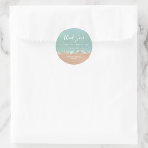 Simple Summer Seaside Beach Wedding Favors Runder Aufkleber