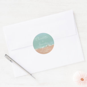 Simple Summer Seaside Beach Wedding Favors Runder Aufkleber