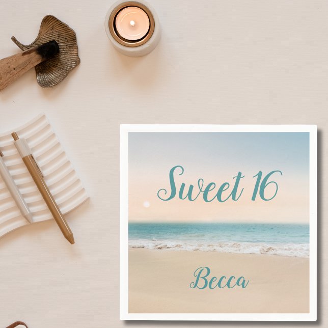 Simple Sweet 16 Beach Themenparty Serviette (Von Creator hochgeladen)