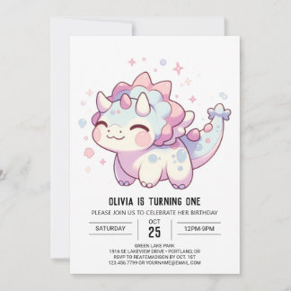 Simple Sweet Dinosaur 1. Geburtstag Einladung