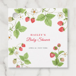 Simple Sweet Greenery Strawberry Baby Shower Geschenkanhänger