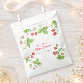 Simple Sweet Greenery Strawberry Baby Shower Geschenktütchen