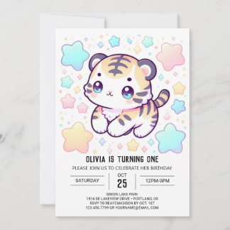 Simple Sweet Tiger 1. Geburtstag Einladung