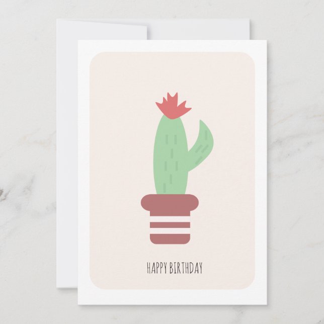Simple Tall Green Desert Cactus Birthday Card Karte (Vorderseite)