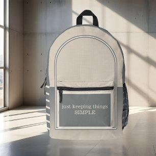 Simple Tan Gray Bedruckter Rucksack