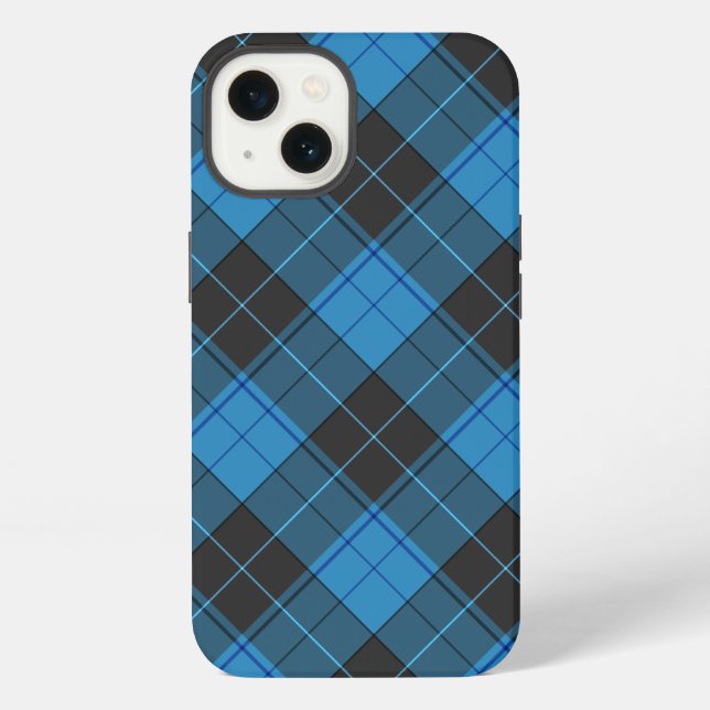 Simple tartan pattern in dark blue iPhone hülle (Rückseite)