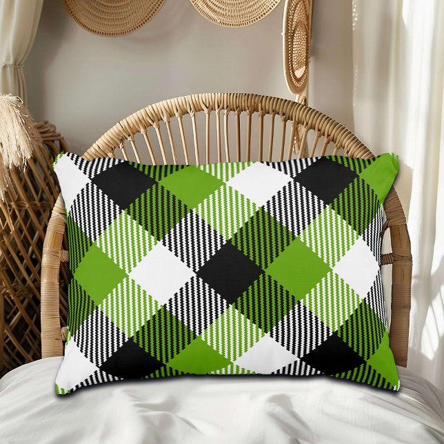 Simple Tartan Plaid Neon Green Dekokissen (Von Creator hochgeladen)