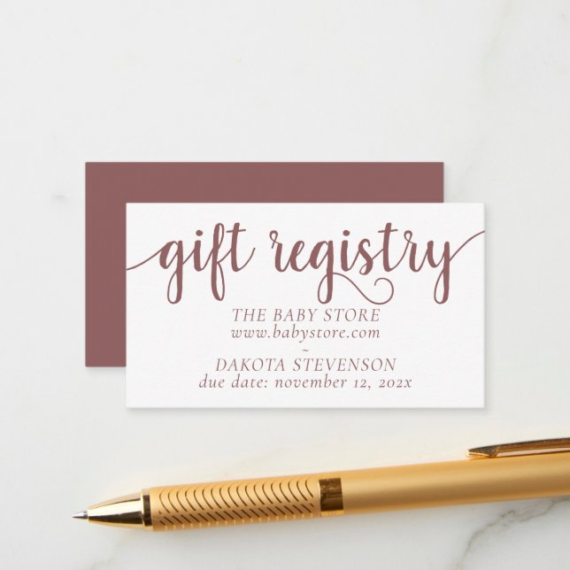 Simple Taupe Gift Registry | Wüste-Rose Begleitkarte (Vorderseite/Rückseite Beispiel)