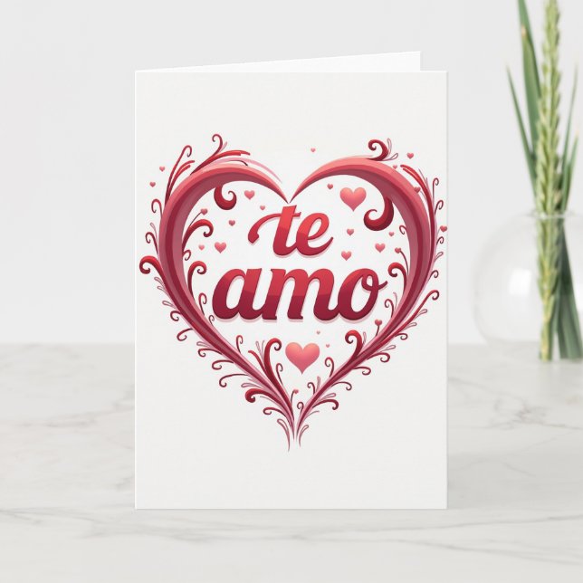 Simple Te Amo Heart Card Karte (Vorderseite)