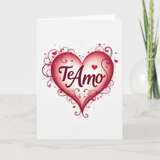 Simple Te Amo Heart Love Card Karte (Vorderseite)