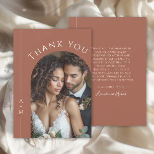 Simple Terracotta Monogram Wedding Foto Vielen Dan Dankeskarte