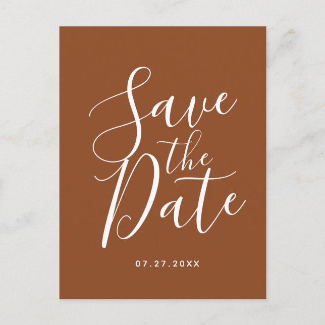 Simple Terracotta Save the Date Boho Wedding Postkarte (Vorderseite)