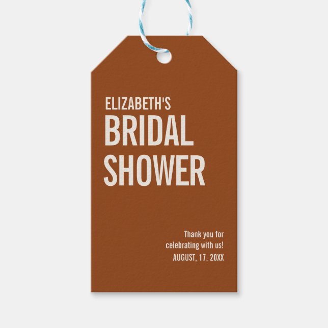 Simple Terracotta Typografie Bridal Vielen Dank Geschenkanhänger (Vorderseite)