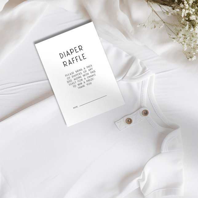 Simple Text Black White Diaper Raffle Baby Shower Einladung (Available digitally and printed)