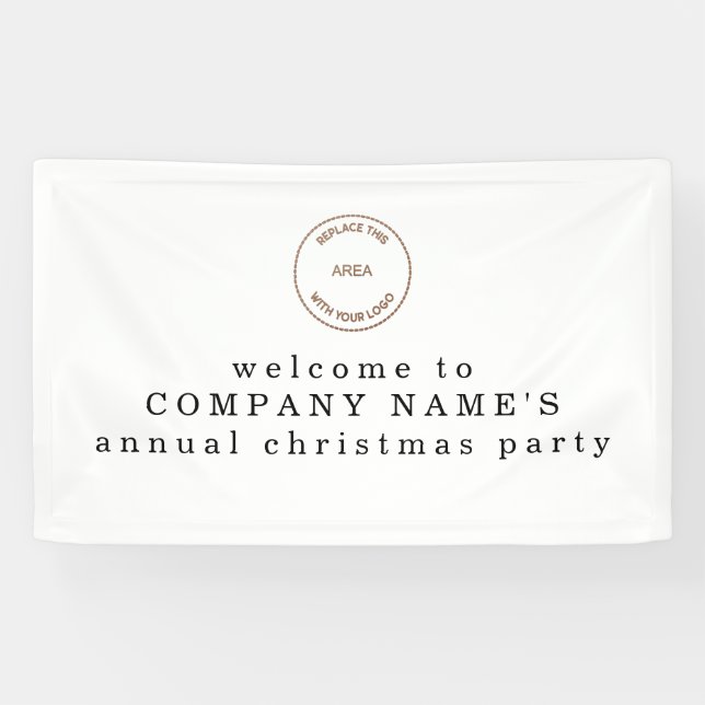 Simple Text Company Logo Begrüßung Weihnachten Par Banner (Horizontal)