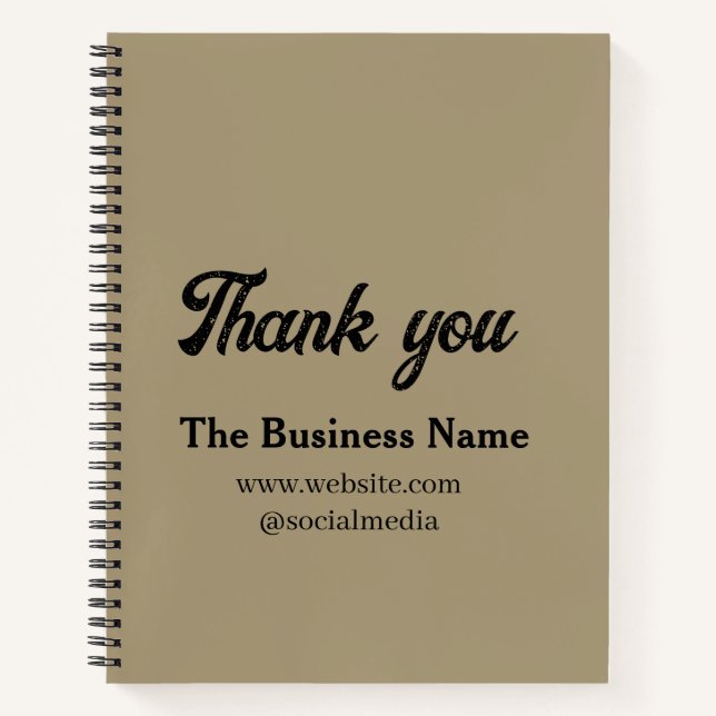 Simple thank you add business name details text  t notizbuch (Vorderseite)