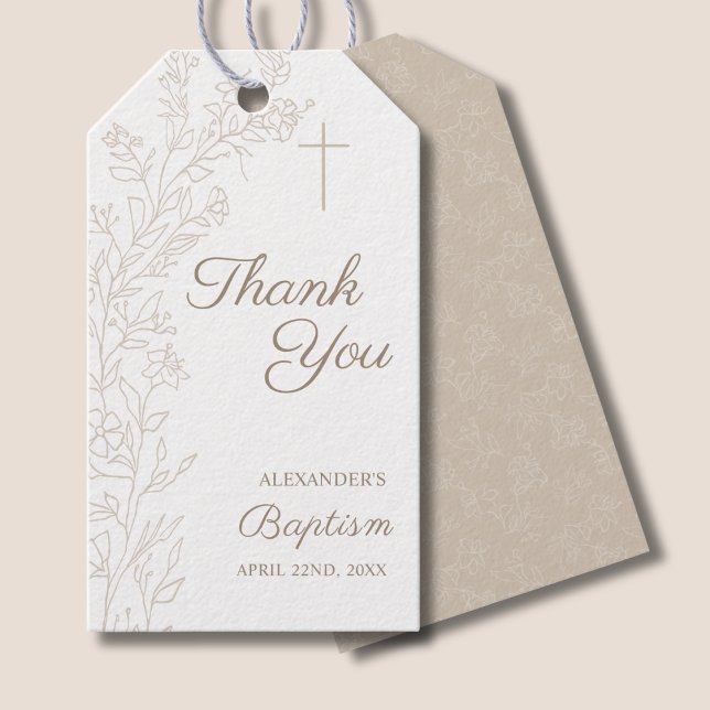 Simple Thank You Cross Floral Christian Baptism Geschenkanhänger (Von Creator hochgeladen)