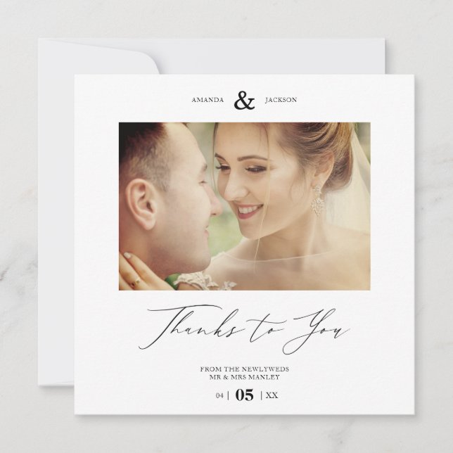 Simple Thanks To You Custom Photo Couple Wedding (Vorderseite)