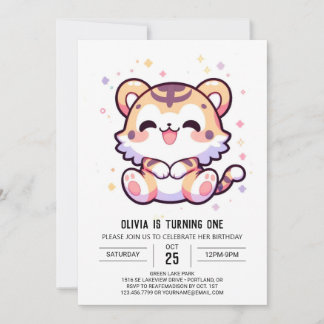 Simple Tiger 1. Geburtstag Einladung