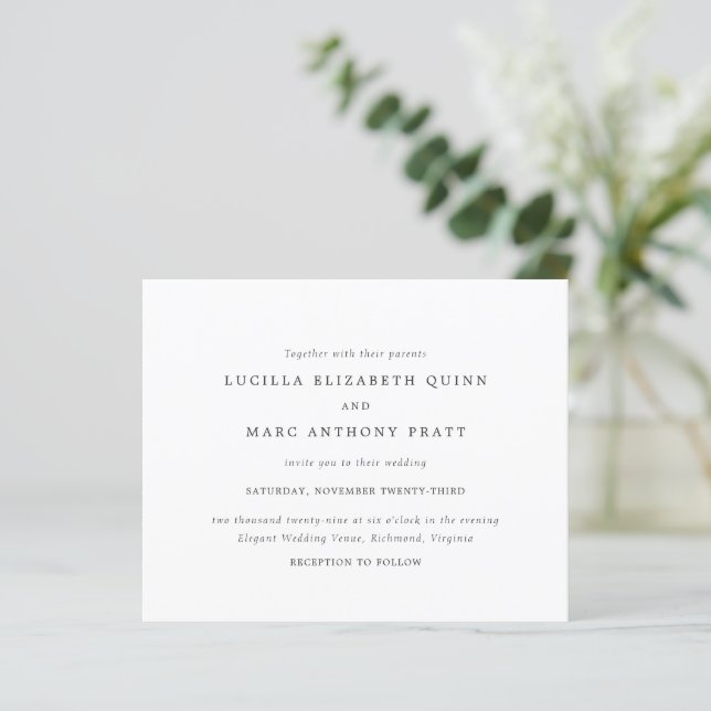 Simple Timeless Budget Wedding Invitation (Stehend Vorderseite)