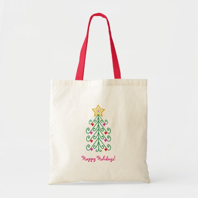 Simple Tree Heart Ornamente Weihnachten Tote Tasch Tragetasche (Vorne)