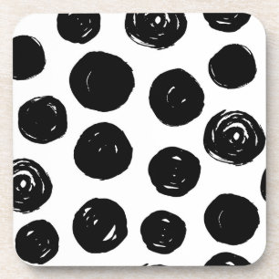 Simple Trendy Black Polka Dots Coasters Getränkeuntersetzer
