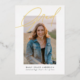 Simple Trendy Calligraphy Drei Foto Abschluss Folieneinladung