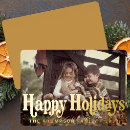 Simple Trendy Retro Typografy Foto Weihnachten Folien Feiertagskarte