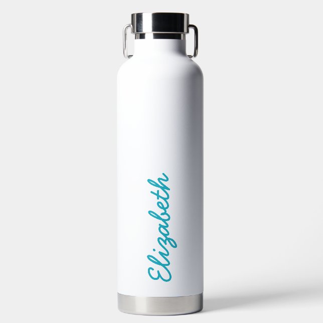 Simple Trendy Sky Blauer Handgeschriebener Skriptn Trinkflasche (Vorderseite)