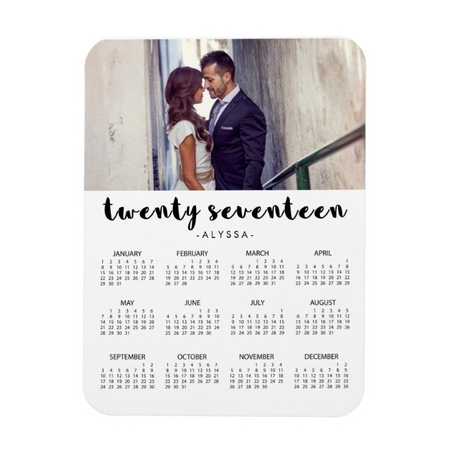 Simple Trendy Typografy 2017 Foto Calendar Magnet (Vertikal)
