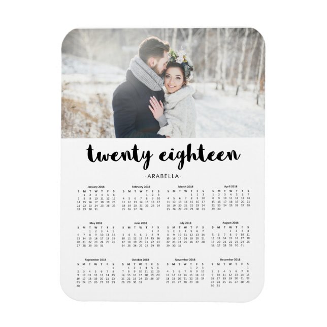 Simple Trendy Typografy 2018 Foto Calendar Magnet (Vertikal)