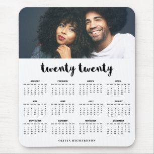Simple Trendy Typografy 2020 Foto Calendar Mousepad