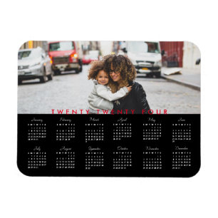 Simple Trendy Typografy 2024 Foto Calendar Magnet
