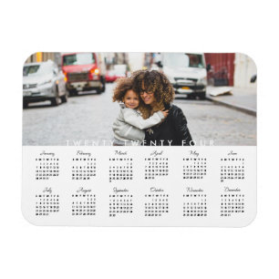 Simple Trendy Typografy 2024 Foto Calendar Magnet