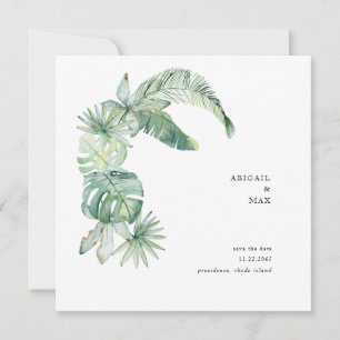 Simple Tropical Foliage Save the Date Square
