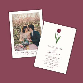 Simple Tulip Ivory Minimal Photo Wedding Einladung