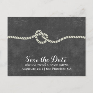 Simple Twine Knot Chalkboard Save the Date Ankündigungspostkarte