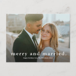 Simple Type Merry and Married Photo Christmas Feiertagspostkarte