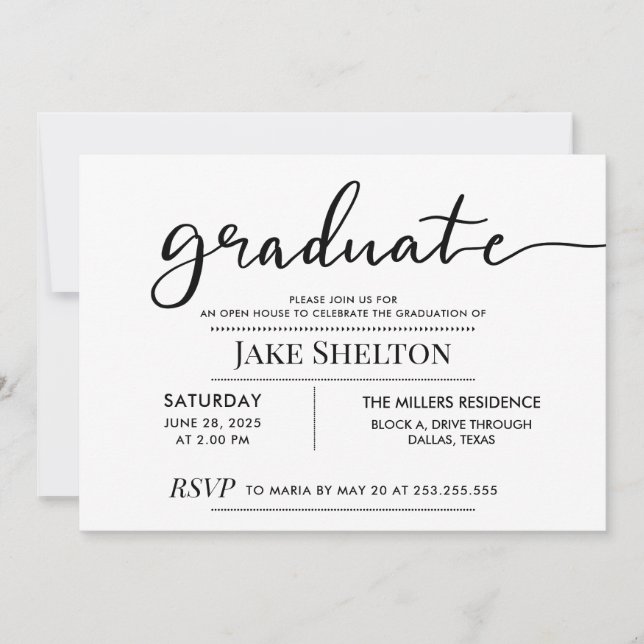 Simple Typografy Open House Abschluss Einladung (Vorderseite)