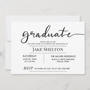 Simple Typografy Open House Abschluss Einladung